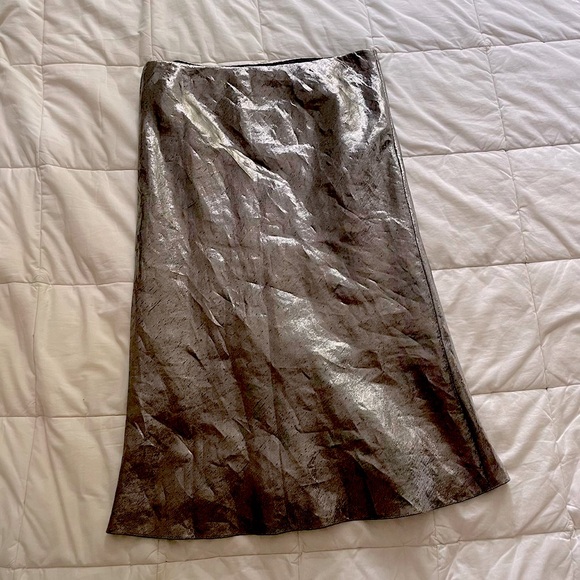 Vintage Ralph Lauren Metallic/ Silver Midi Skirt,Specials : American Fashion Style Bags On Sale